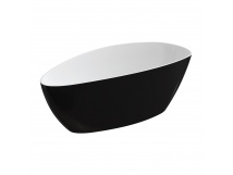 OMNIRES BARCELONA wanna wolnostojąca Marble+, 170 x 77 cm biały/czarny połysk BARCELONAXLBCP