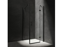 OMNIRES MANHATTAN kabina prysznicowa prostokątna z drzwiami uchylnymi, 90 x 80 cm czarny mat/transparentny MH9080BLTR