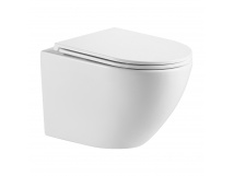OMNIRES OTTAWA bezkołnierzowa miska toaletowa wisząca z deską wolnoopadającą, 49 x 37 cm biały połysk OTTAWAMWBP