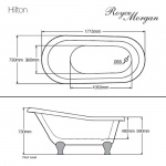 Royce Morgan Hilton Wanna wolnostojąca biała L1715 x W730 x H730mm