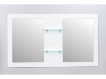 Sycylia Lustro na płycie z półkami szklanymi 136 cm, biały połysk 662926