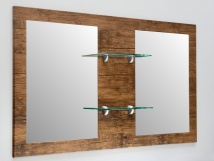 Sycylia Lustro na płycie z półkami szklanymi 136 cm, stare drewno 649514